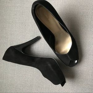 Nine West black suede platform heels